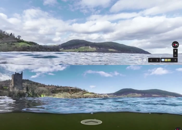 透过Google街景,可从不同角度观看尼斯湖附近,以至水下的景况。