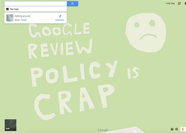 另一处则显示“Google的检讨政策简直是废话”的字句。