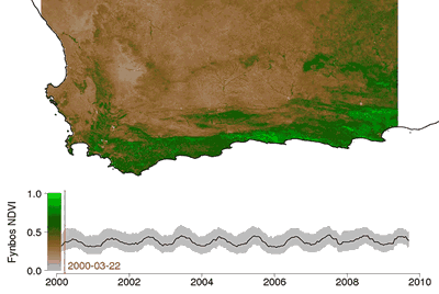 Adam Wilson及其同事使用过去15年的卫星照片,追踪了南非弗洛勒尔角灌木林地在火灾之后的恢复。
