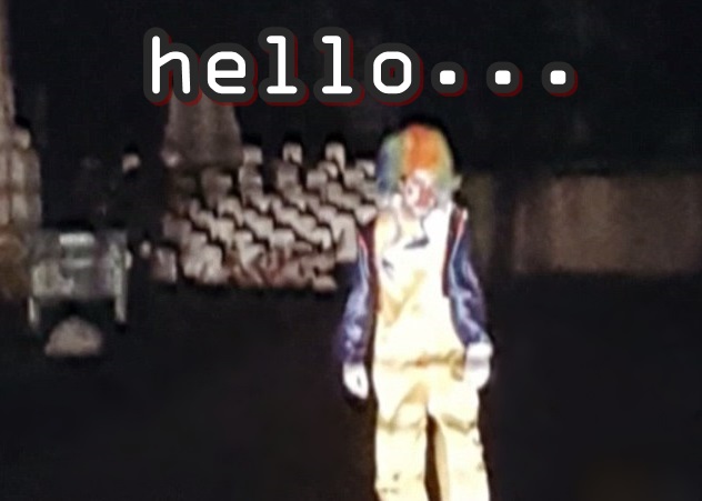 格雷厄姆驶过一个坟场时,发现这名诡异小丑。