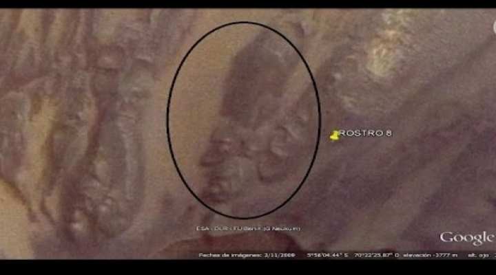 阿根廷业余UFO爱好者Marcelo Irazusta在谷歌火星地图上意外发现有古埃及人脸岩石