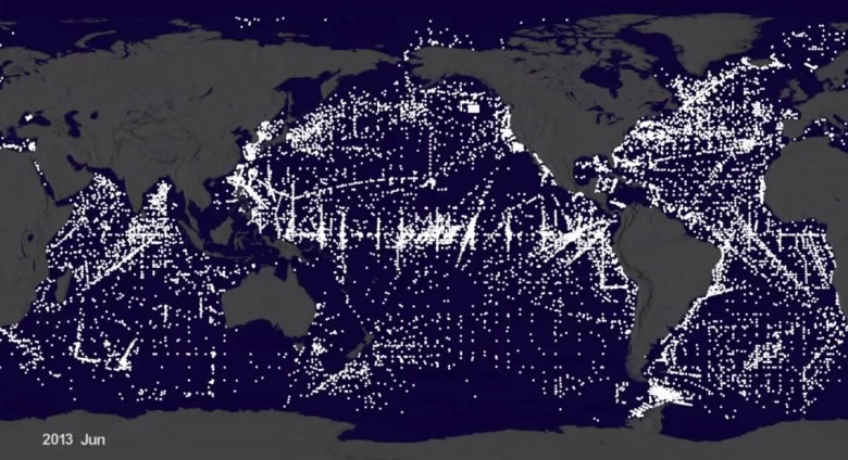 至2013年,代表垃圾的白点几乎无处不在。