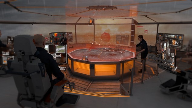 船上的新型操作室,让操作人员可透过3D全息技术应对威胁。
