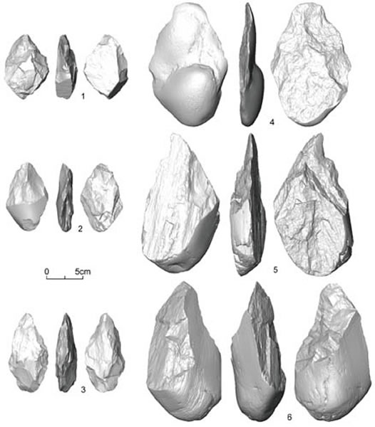 最大(左列)与最小(右列)减核程度手斧扫描图(李浩供图)