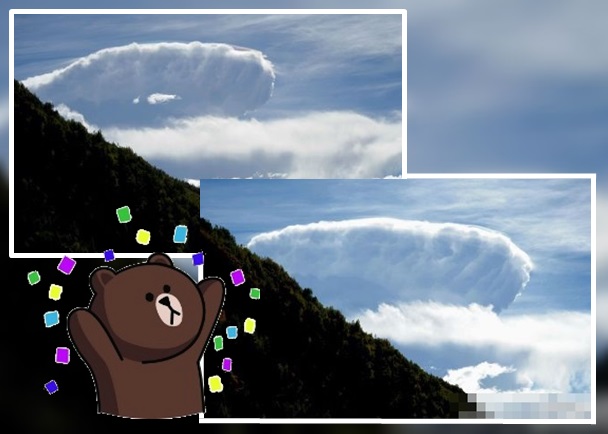 经过10多分钟的变化后,云雾圈渐渐形成“超级月饼”的形状。