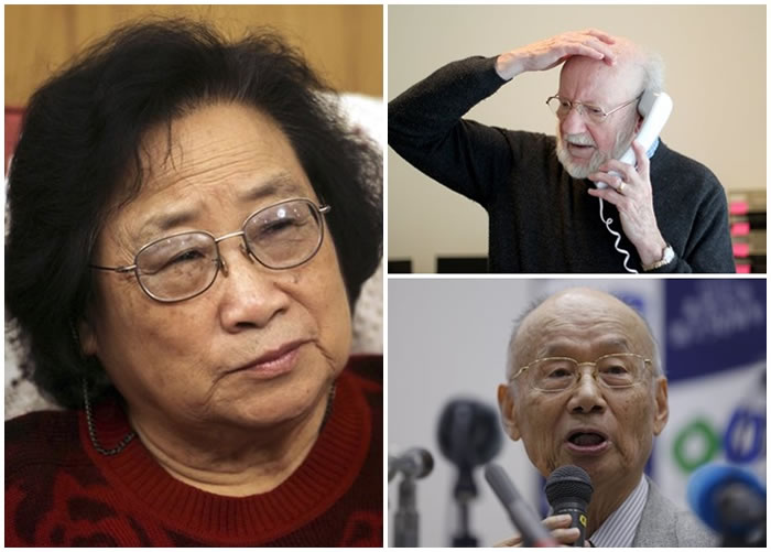 屠呦呦(左)、坎贝尔(右上)及大村智(右下)取得本年度医学诺奖。