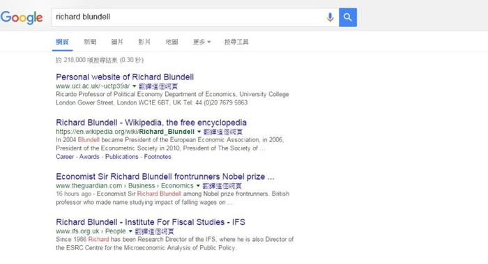 Google搜寻次数,可看得出经济学者的论点是否广泛受引用。