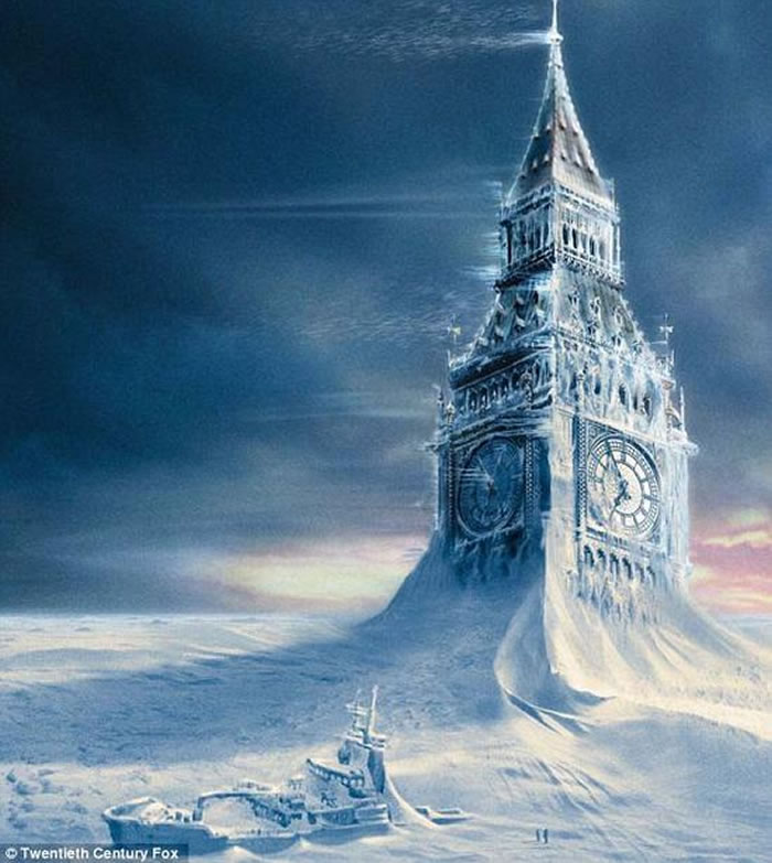 在好莱坞电影《后天》中,描述了大西洋经向翻转洋流崩溃后的世界,到处是泛滥的洪水,地球表面逐渐被冰雪覆盖。新的研究显示,即使这一事件发生,全球气温会出现下降,但北