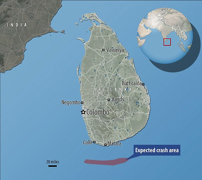 ESA预计「WTF」会于斯里兰卡南面对出海域坠落
