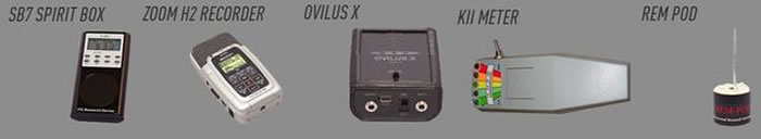 “幽灵猎人”使用的各种探测设备,包括电磁场探测器、SB7“灵魂盒子”等