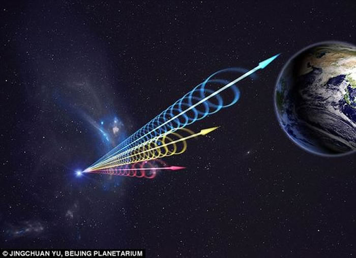 英属哥伦比亚大学的研究人员定位到了一些新的快速无线电波爆发(FRB)。这些能量爆发的时间只有短短几毫秒,但释放出的能量相当于太阳在一个月之内释放的能量。图为艺术