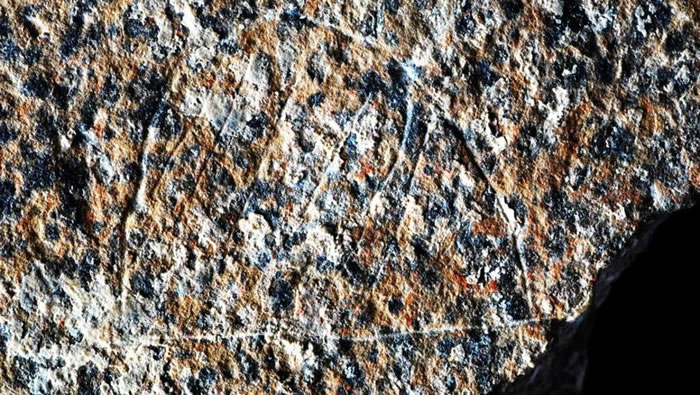 西班牙旧石器遗址出土刻有线条图案的石头 或是关于人类生活场景的最早原始艺术作品