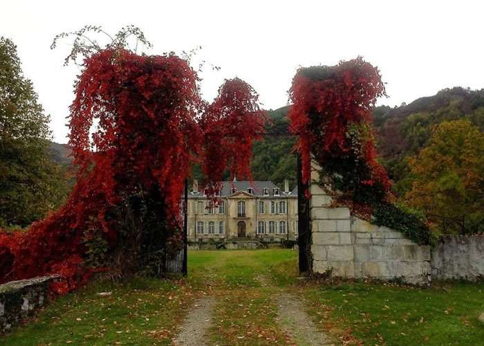 从古堡的大门外看去,景色优美。