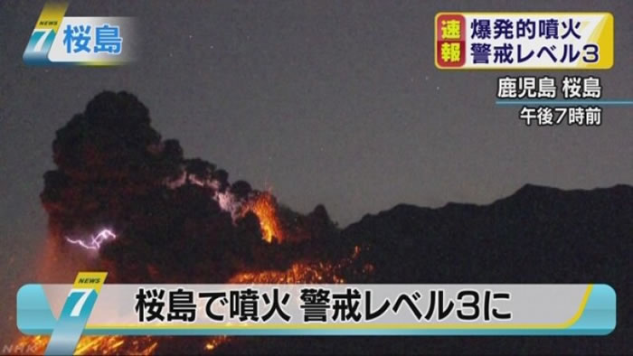 火山口出现浓烟。