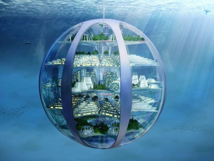 未来水世界：人类百年后或居气泡城市