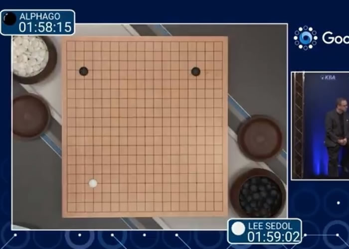 白棋是李世乭,黑棋是AlphaGo。
