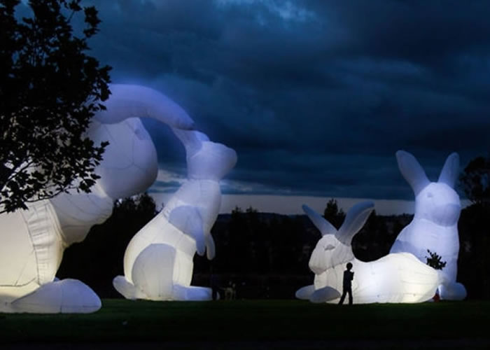 澳洲艺术家创作的艺术品《入侵》(Intrude)揭示野兔对自然环境的影响