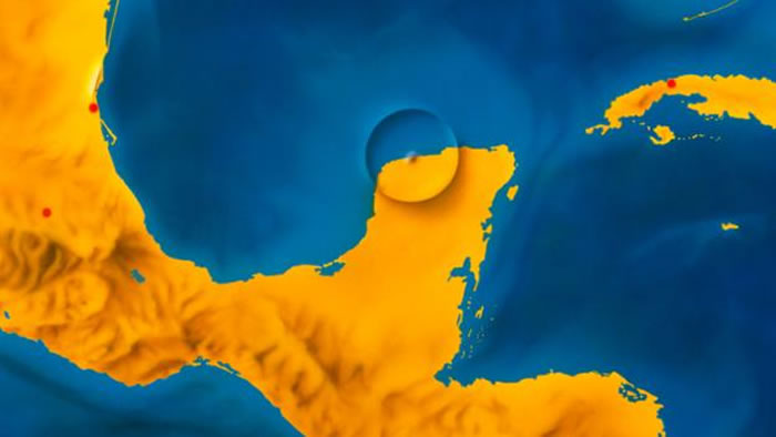 被掩埋的奇克苏鲁布撞击坑,位于墨西哥尤卡坦半岛