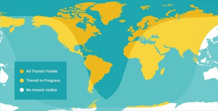 有缘或无缘亲眼目睹水星凌日的国家及地区图。