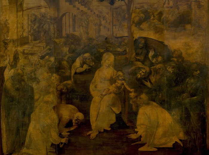 专家打算对达芬奇的名画《三博士来朝》进行扫描。