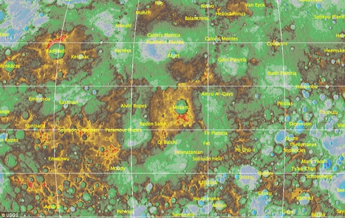 高地低地分别以不同颜色表示。
