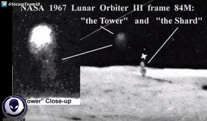 NASA的旧照，拍到月球有柱状物。