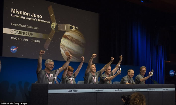 NASA探测器“朱诺号”在美国独立日成功进入木星卫星轨道