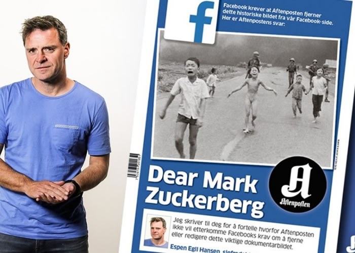 汉森在报章头版向朱克伯格致公开信。