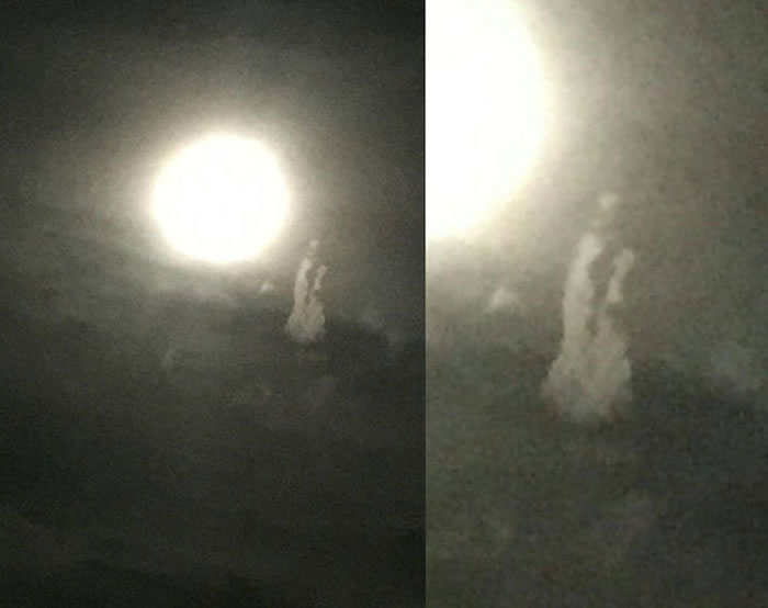 台湾云林台西夜空月亮旁出现观音显灵? - 