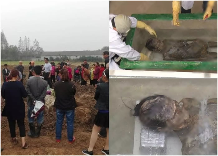 高陵镇徐家岗村近日出土了一具历史逾5百年的女尸,让当地民众啧啧称奇。