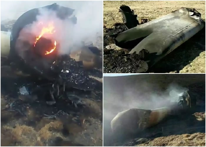 不明坠落物落在青海一处草场,并冒出火光。