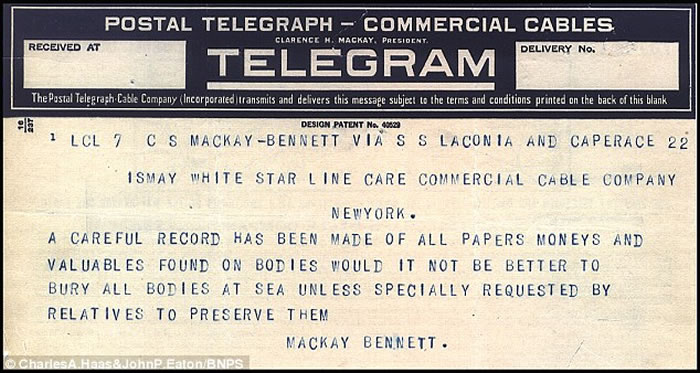 铁达尼号残酷救援电报曝光: 富者尸体带回 穷人丢入大海