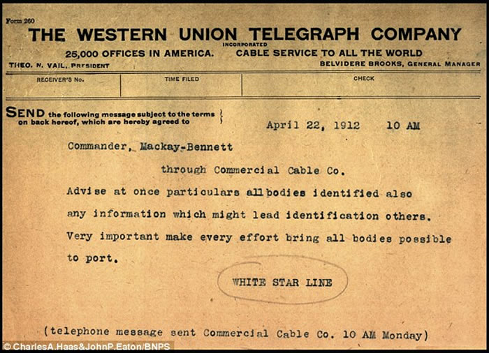 铁达尼号残酷救援电报曝光: 富者尸体带回 穷人丢入大海