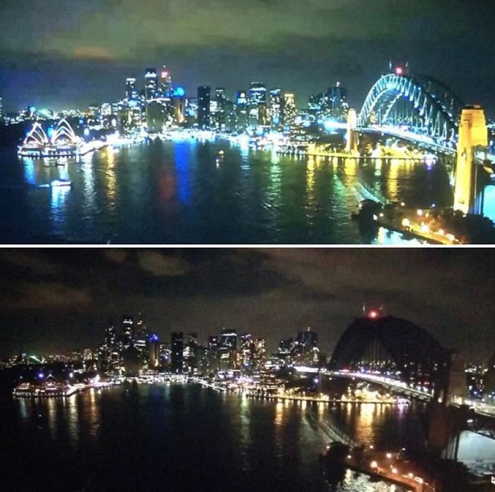 悉尼多幢岸边建筑物均关灯。