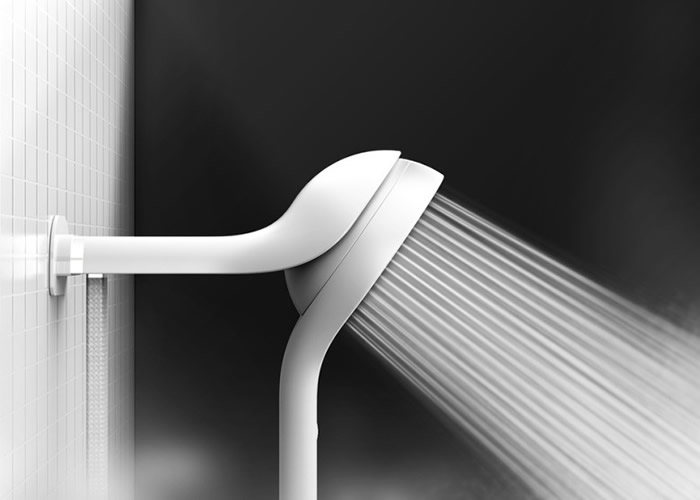 花洒头只需轻轻一放就可以“贴”在固定架上。