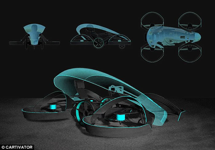 TOYOTA丰田飞天车团队Cartivator展开原型车测试 只飞了3秒钟就坠机