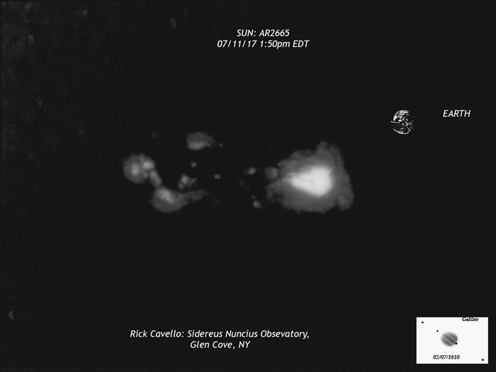 太阳表面出现比地球大19倍的巨大黑子“AR2665”