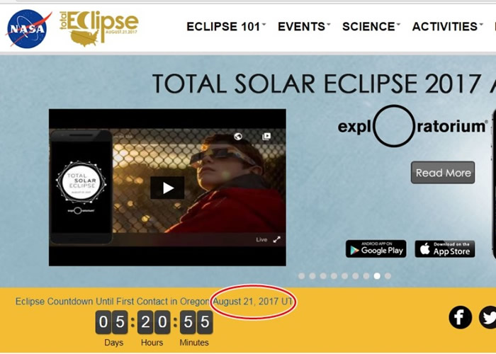 美国部分城市的市民可以一睹日全食。