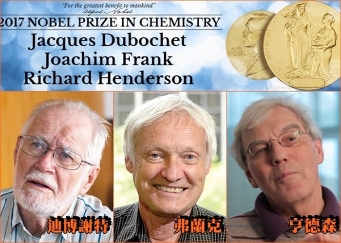 三名获奖科学家分别来自瑞士、美国及英国学府。
