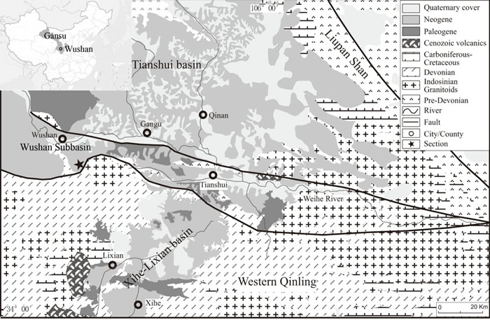 武山中新世动物群的地理位置及地质概况(孙博阳供图)