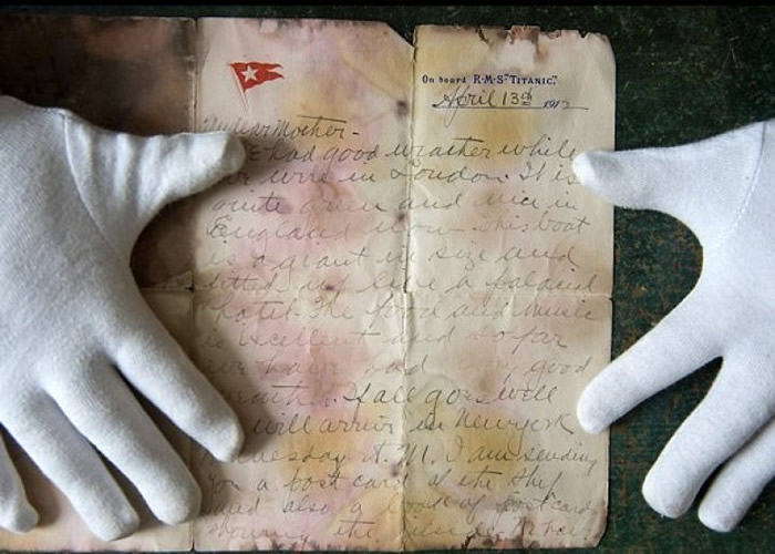 铁达尼号最后家书破纪录以12.6万英镑天价成交