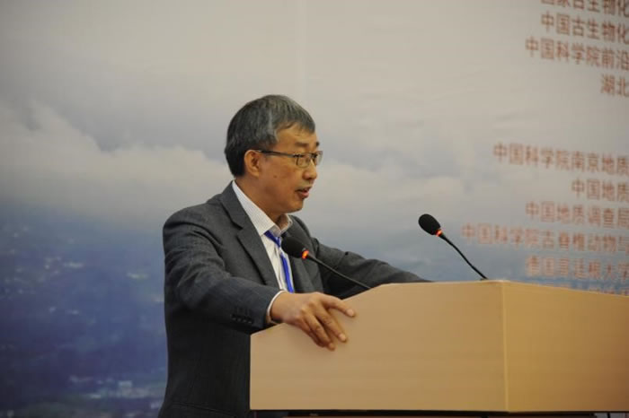 中国古生物学会杨群理事长在开幕式上致辞