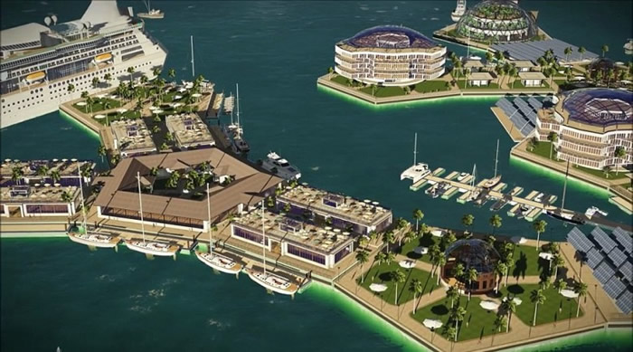 海上城市以不同平台构成。