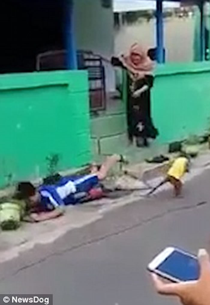 印尼东爪哇卖艺猴子驾驶超小型摩托车撞飞男童