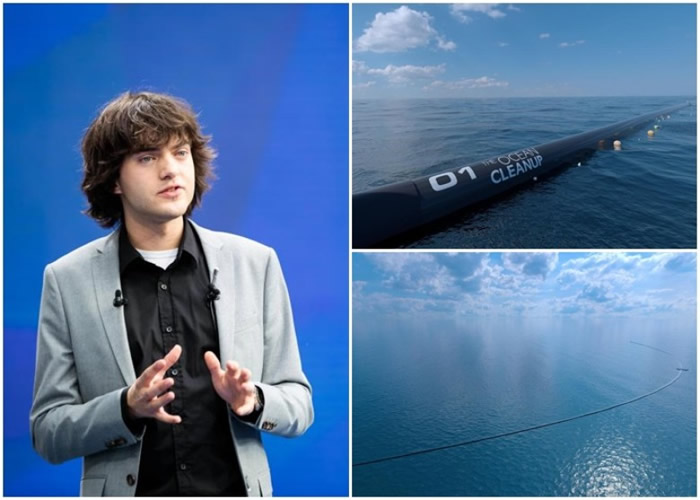 斯拉(左)研发出收集塑料的机器。