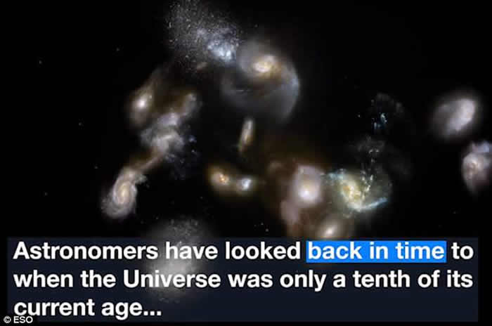 宇宙大爆炸仅14亿年后14个星系撞击合并形成宇宙中最大的星系团