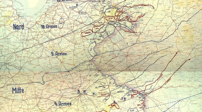 德军地图清楚显示行军方向及攻击目标。