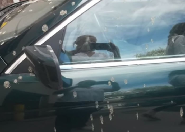 阿伦的车沾满粪便,传出恶臭。