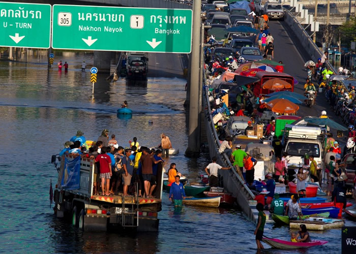 2011年的水灾把全曼谷20%的地方淹没。