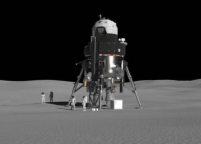 登月舱可在月球表面停留一段较长时间;图为构想图。